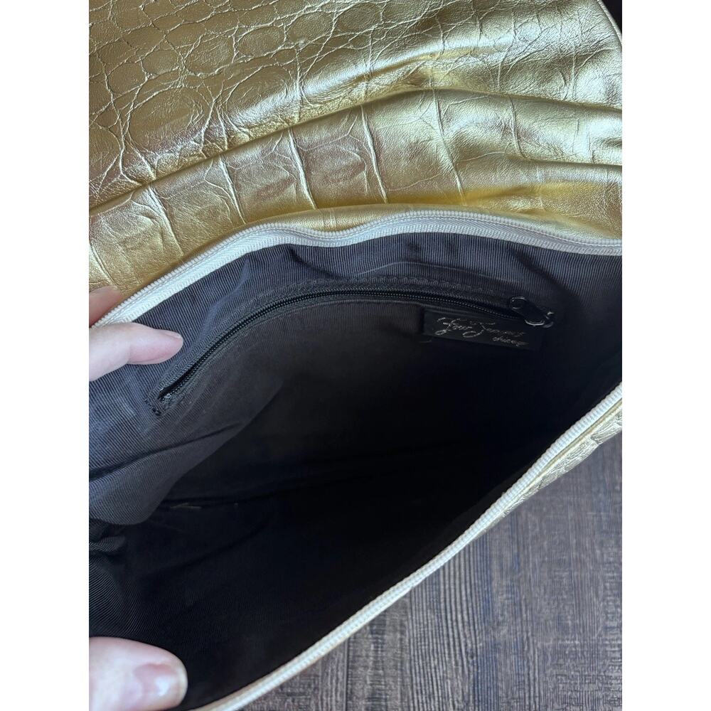 Y2K Gold Metallic Shoulder Bag Four Seasons Chicago Studded Purse 90's Glam - Picture 4 of 5